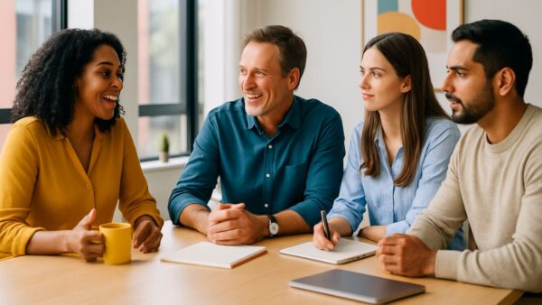 Collega's aan de tafel